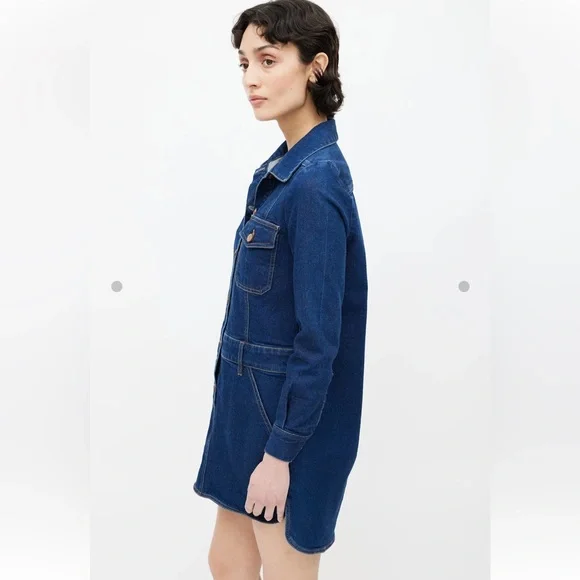 Like New See by Chloe Denim Long Sleeve Shirt Polo Dress FR 40 US 8
